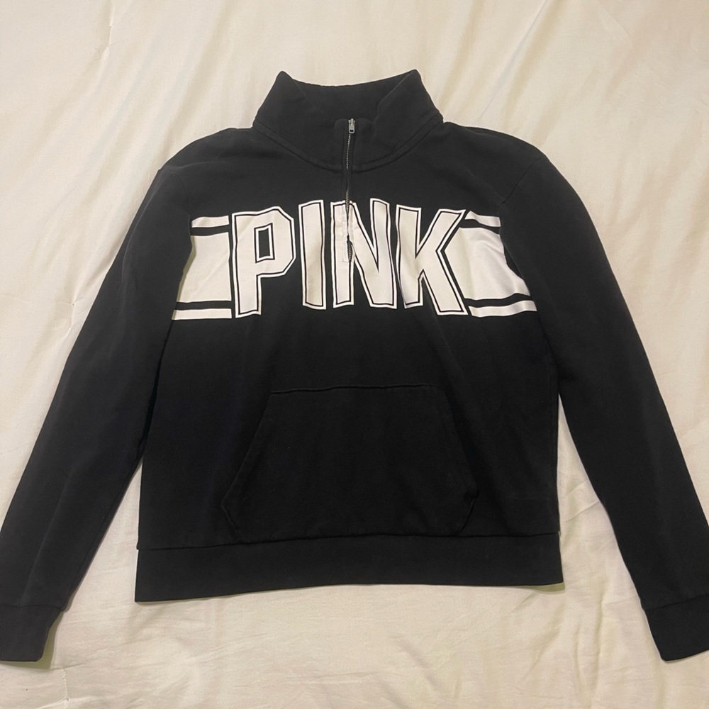 Victoria’s Secret Pink quarter zip- black, size M